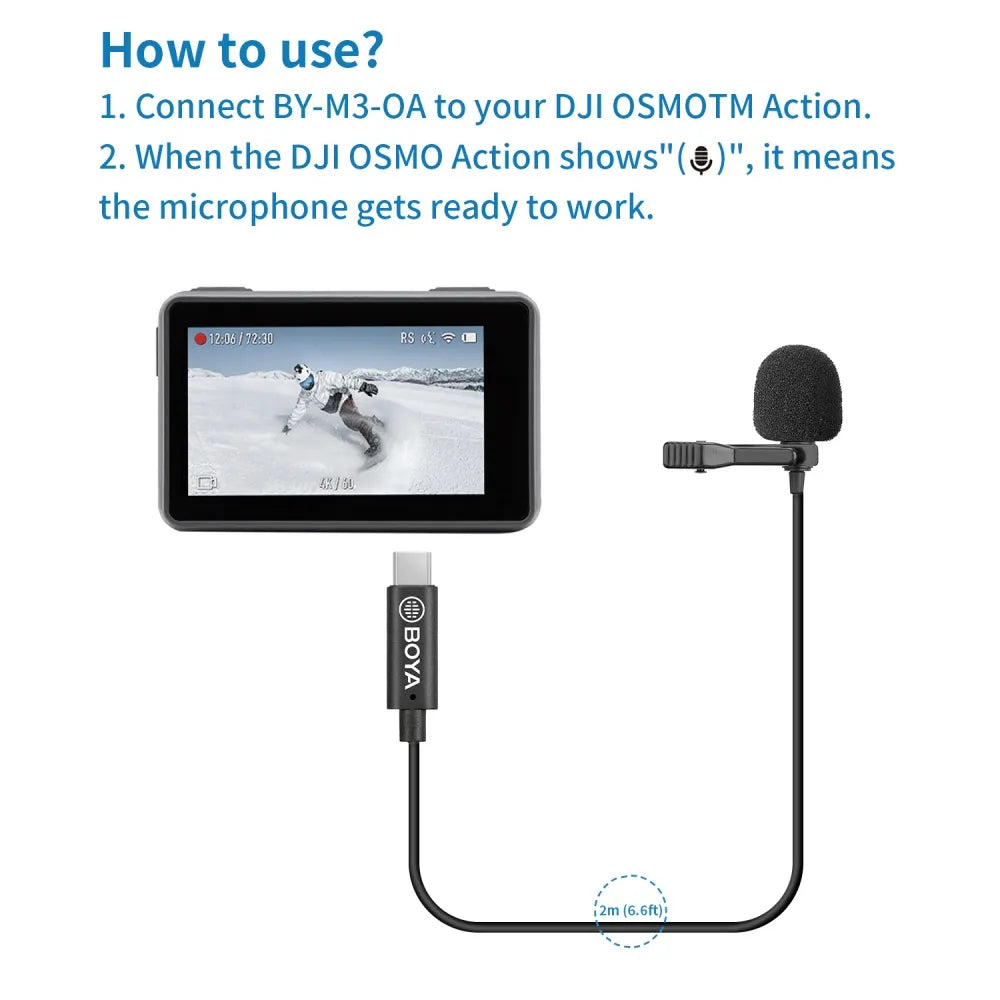 BY-M3-0A | Microphone lavalier omnidirectionnel pour l'action DJI Osmo ™