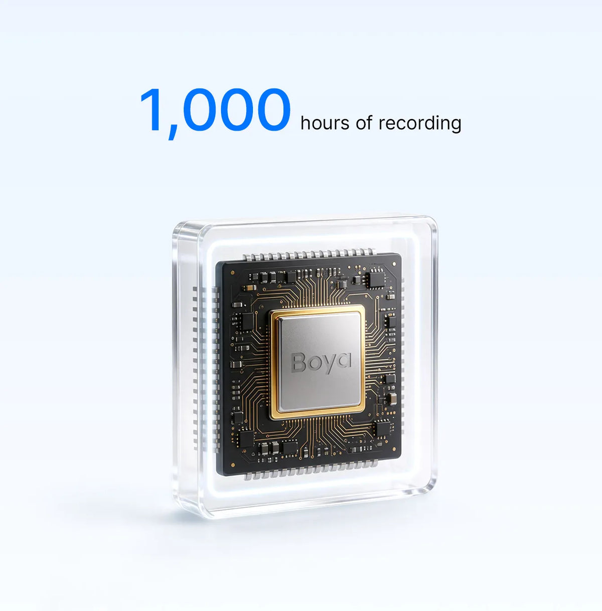 8 GB Local + Unlimited Cloud Storage
Store up to 1,000 hours of recordings with 8 GB of local storage, plus free unlimited cloud backup to keep your files safe and easy to access.