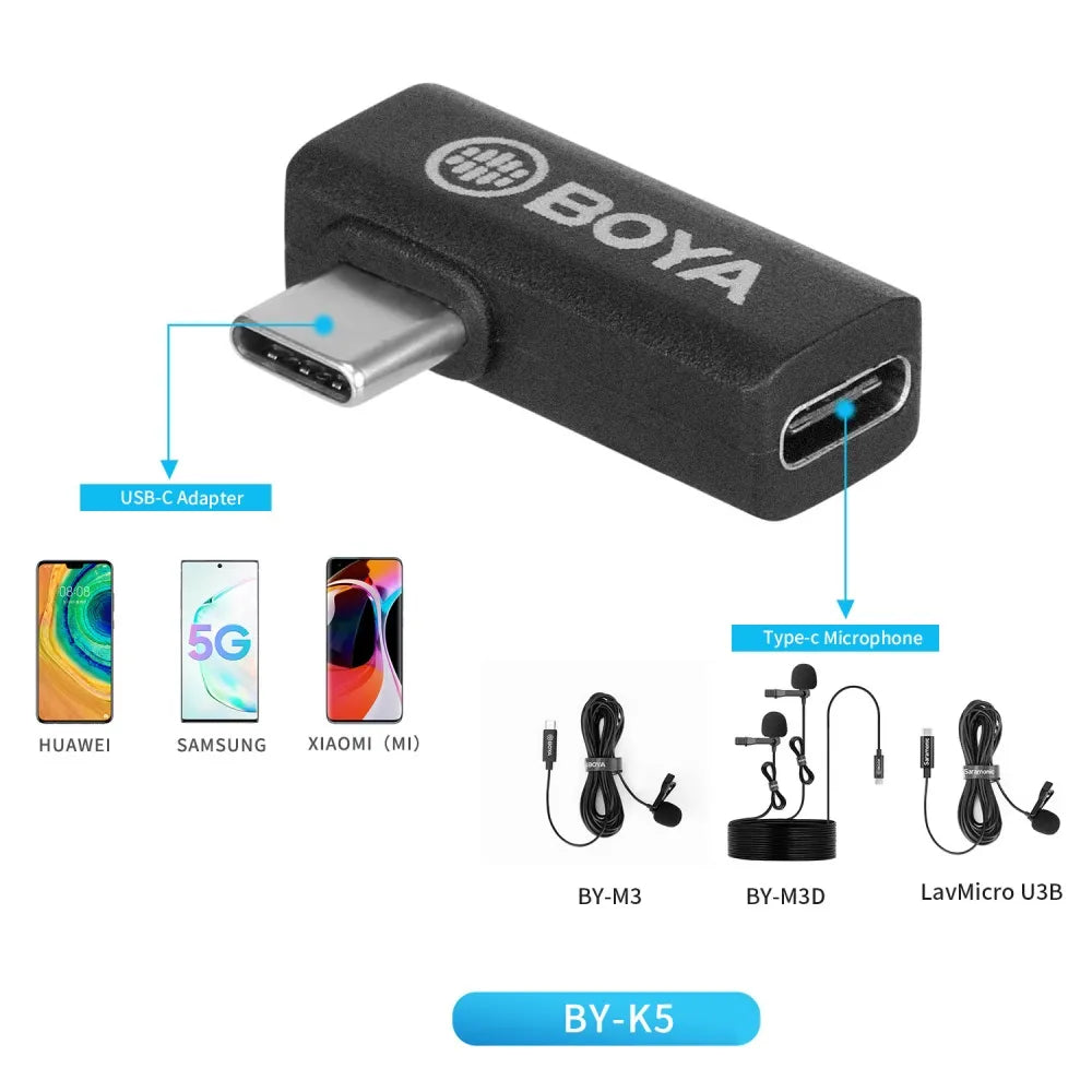 Microphone Adapter BOYA BY-K1-K9 3.5mm TRRS/TRS Audio Converter Adapter iphone Android Camera for Micr Extension Cable 0.6cm